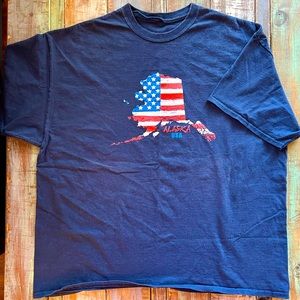 Mens 2X T-shirt ~ Alaska/American flag